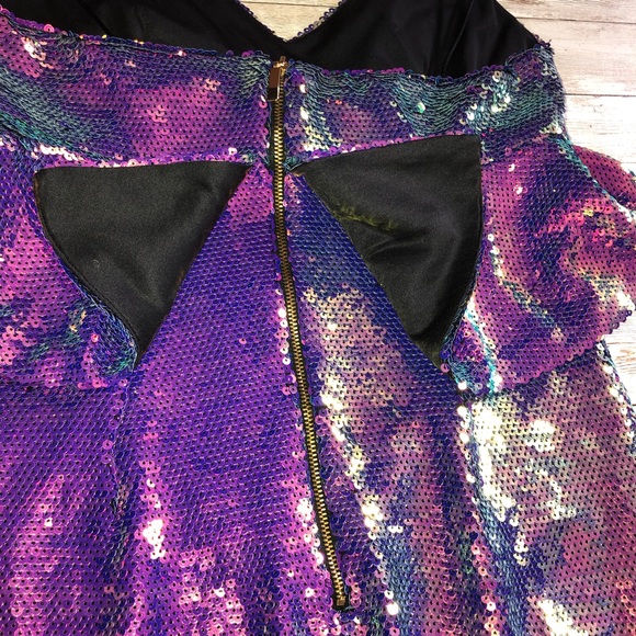 “Zara" gorgeous multi-colored sequined mini dress w/ spaghetti straps & peplum - Picture 16 of 16